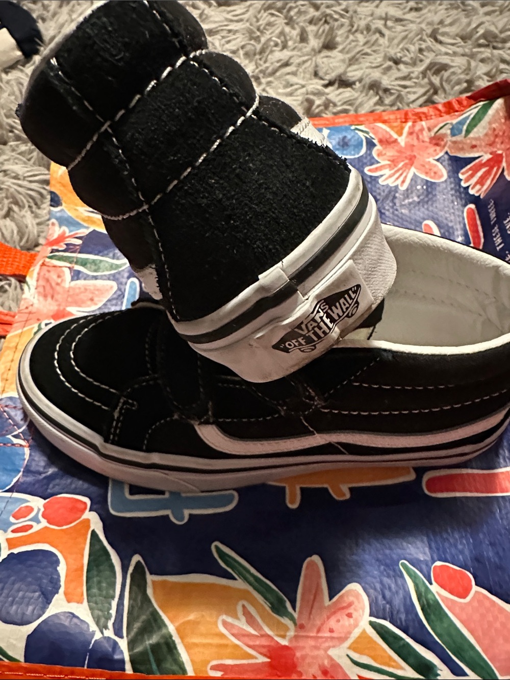 Vans Kids Black & White High-Top Skate Sneakers